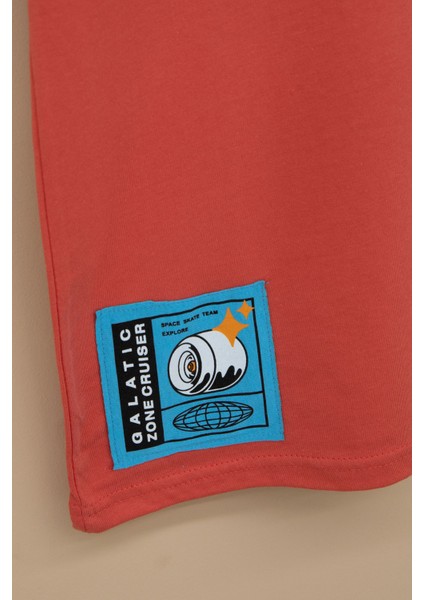 Turuncu Kaykay Baskılı Yazılı Erkek Çocuk Bisiklet Yaka Tişört 20916 fırsatları