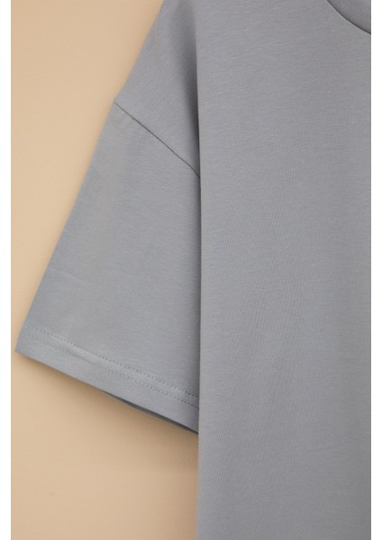 Füme Skateboard Baskılı Cepli Erkek Çocuk Bisiklet Yaka Tişört 20910 modelleri