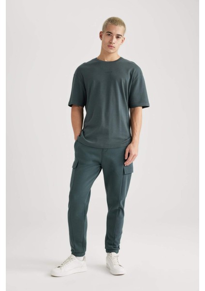 Comfort Regular Fit Rahat Kalıp Bisiklet Yaka Baskılı Kısa Kollu Ağır Kumaş Tişört B4221AX24SP