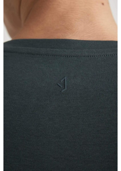 Comfort Regular Fit Rahat Kalıp Bisiklet Yaka Baskılı Kısa Kollu Ağır Kumaş Tişört B4221AX24SP