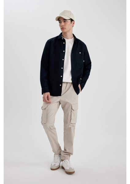 Regular Fit Tensel Basic Düz Uzun Kollu Gömlek B3670AX24SP