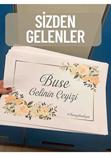 Çeyiz Kutusu İçin 20'li Şık Renkli Çiçekli Etiket Seti Eğlenceli Parti Malzemeleri