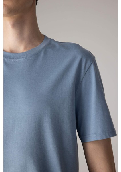 %100 Pamuk New Regular Fit Bisiklet Yaka Basic Düz Kısa Kollu Tişört V7699AZ24SP