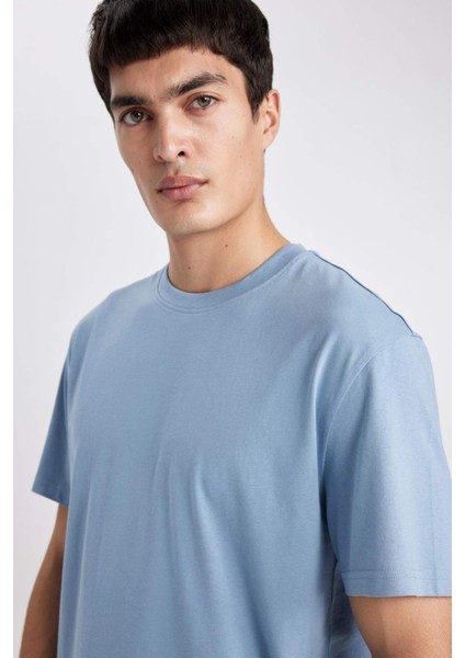 %100 Pamuk New Regular Fit Bisiklet Yaka Basic Düz Kısa Kollu Tişört V7699AZ24SP