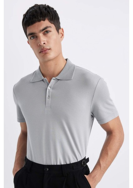 Slim Fit Dar Kesim Polo Yaka Kısa Kollu Pamuklu Modal Karışımlı Basic Düz Tişört M6609AZ24SP