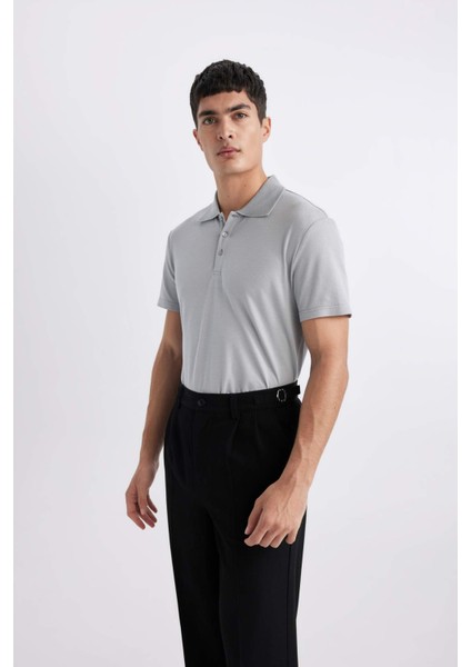 Slim Fit Dar Kesim Polo Yaka Kısa Kollu Pamuklu Modal Karışımlı Basic Düz Tişört M6609AZ24SP