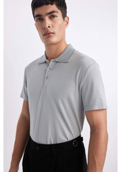 Slim Fit Dar Kesim Polo Yaka Kısa Kollu Pamuklu Modal Karışımlı Basic Düz Tişört M6609AZ24SP