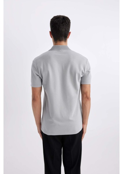 Slim Fit Dar Kesim Polo Yaka Kısa Kollu Pamuklu Modal Karışımlı Basic Düz Tişört M6609AZ24SP