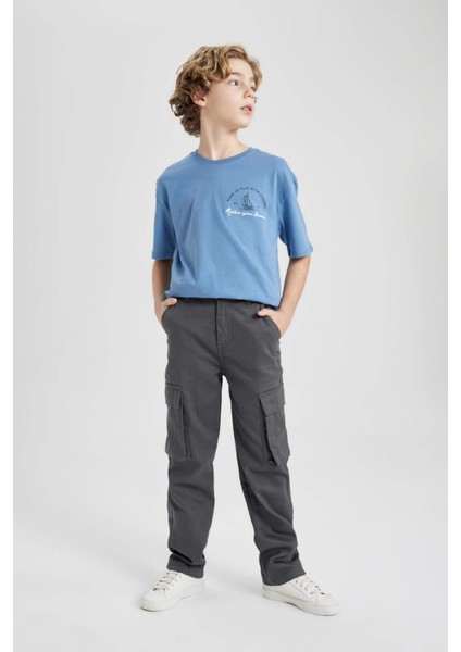 Erkek Çocuk Kargo Fit Standart Paça Twill Pantolon B7162A824SP