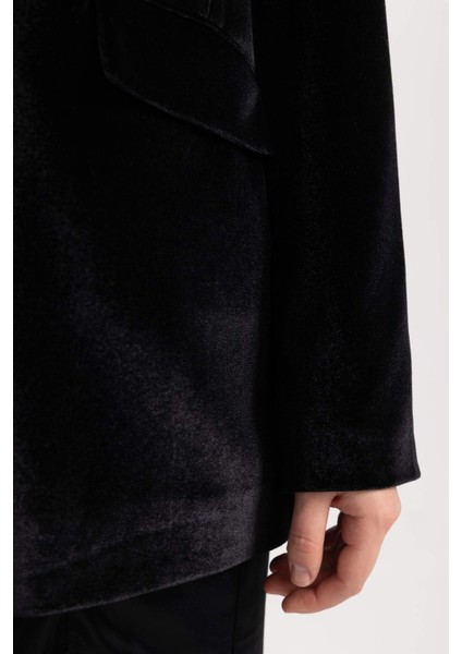 Oversize Geniş Kalıp Kruvaze Kadife Blazer Ceket B4880AX23WN