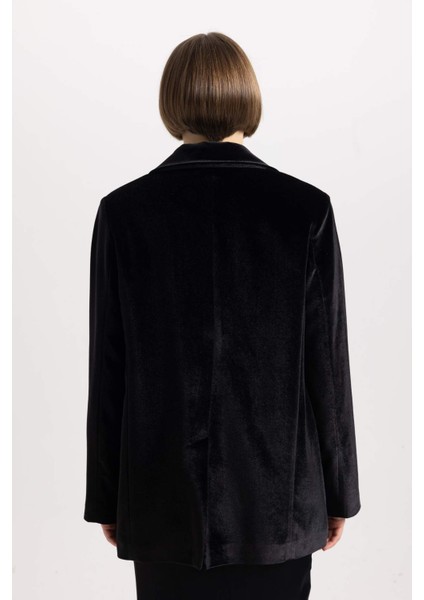 Oversize Geniş Kalıp Kruvaze Kadife Blazer Ceket B4880AX23WN