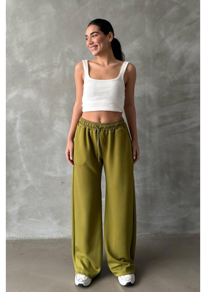 Fıstık Yeşili Geniş Paça Modal Kadın Eşofman Altı MG2122