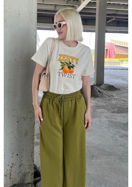 Fıstık Yeşili Geniş Paça Modal Kadın Eşofman Altı MG2122 fırsatları