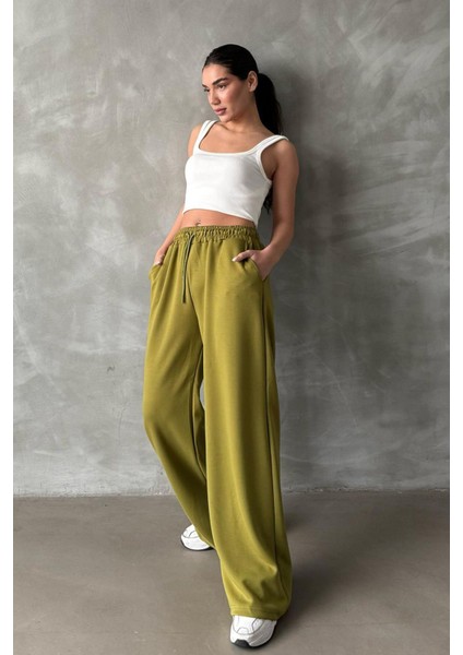 Fıstık Yeşili Geniş Paça Modal Kadın Eşofman Altı MG2122 indirimleri