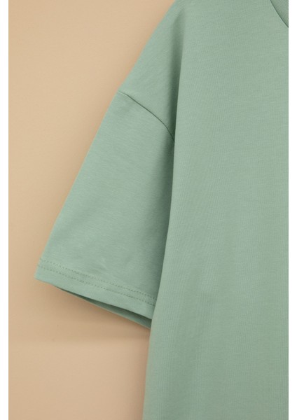 Yeşil Skateboard Baskılı Cepli Erkek Çocuk Bisiklet Yaka Tişört 20909 modelleri