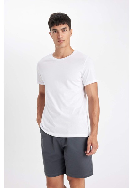 %100 Pamuk New Regular Fit Bisiklet Yaka Basic Düz Kısa Kollu Tişört V7699AZ24SP