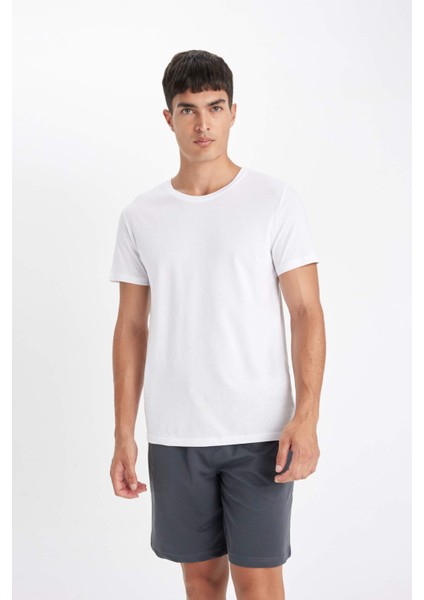 %100 Pamuk New Regular Fit Bisiklet Yaka Basic Düz Kısa Kollu Tişört V7699AZ24SP