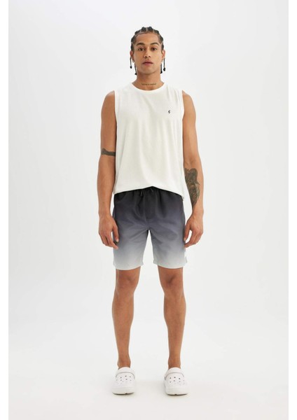 Regular Fit Degrade Baskılı File Astarlı Diz Üstü Deniz Şortu Z6873AZ24HS