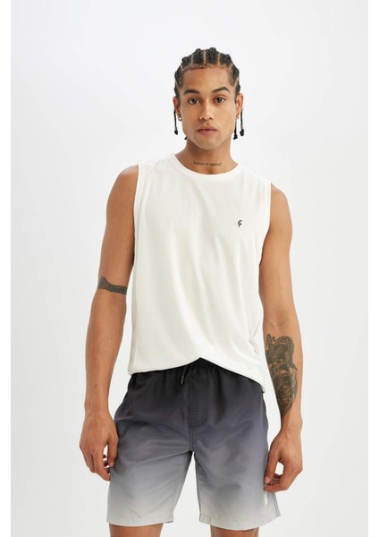 Regular Fit Degrade Baskılı File Astarlı Diz Üstü Deniz Şortu Z6873AZ24HS