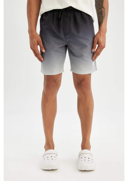 Regular Fit Degrade Baskılı File Astarlı Diz Üstü Deniz Şortu Z6873AZ24HS