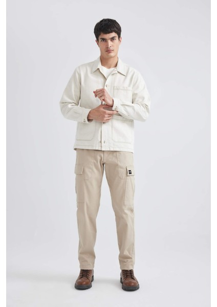 Regular Fit Polo Yaka Keten Karışımlı Düğmeli Cepli Yazlık Gömlek Ceket B4529AX24SP