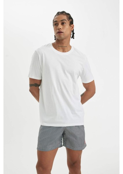 Çizgili File Astarlı Kısa Boy Deniz Şortu U0024AZ24HS