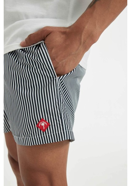 Çizgili File Astarlı Kısa Boy Deniz Şortu U0024AZ24HS