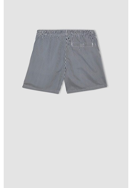 Çizgili File Astarlı Kısa Boy Deniz Şortu U0024AZ24HS