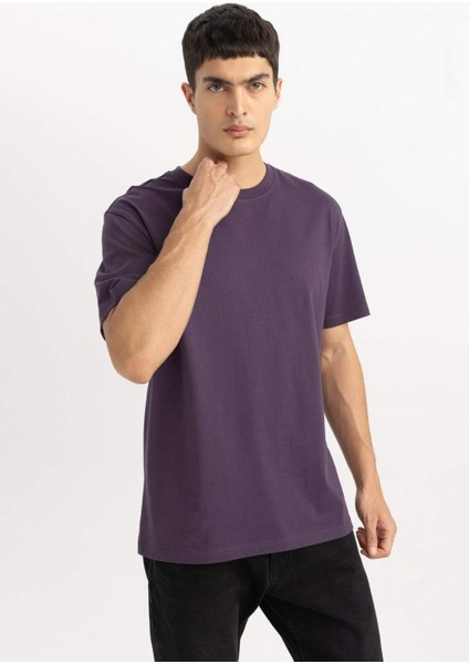 %100 Pamuk New Regular Fit Bisiklet Yaka Basic Düz Kısa Kollu Tişört V7699AZ24SP