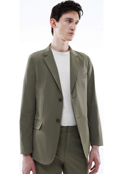 Regular Fit Ceket Yaka Düğmeli Astarlı Basic Düz Blazer Ceket B7179AX24SP
