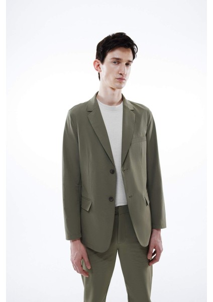 Regular Fit Ceket Yaka Düğmeli Astarlı Basic Düz Blazer Ceket B7179AX24SP