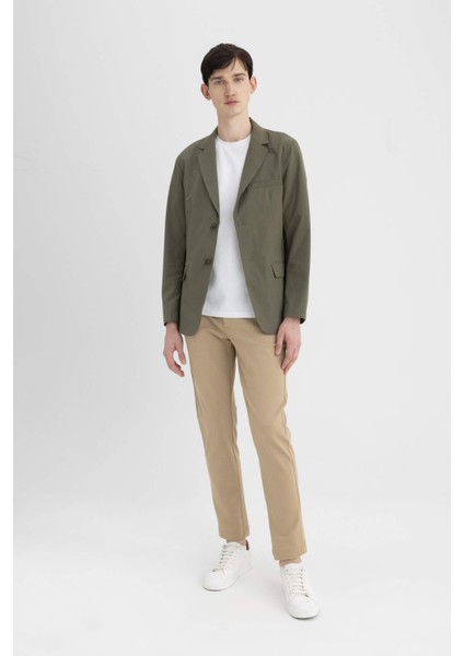 Regular Fit Ceket Yaka Düğmeli Astarlı Basic Düz Blazer Ceket B7179AX24SP