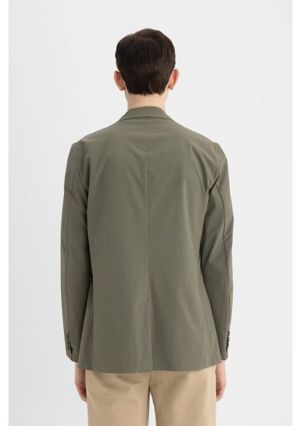 Regular Fit Ceket Yaka Düğmeli Astarlı Basic Düz Blazer Ceket B7179AX24SP