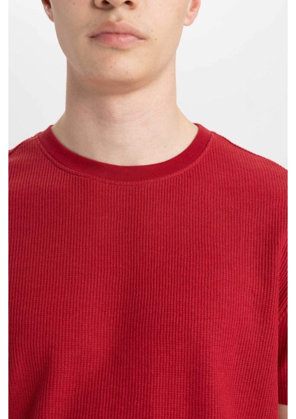 Regular Fit Pijama Takımı Basic Düz Kısa Kollu Üst Beli Lastikli Uzun Alt B7277AX24SP