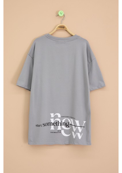 Füme Yazı Nakışlı Sırtı Baskılı Erkek Çocuk Bisiklet Yaka Tişört 20896 modelleri