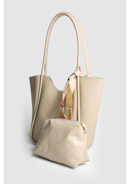 Kadın Golden Fularlı Makyaj Çantalı Omuz Çantası Vizon fiyatları