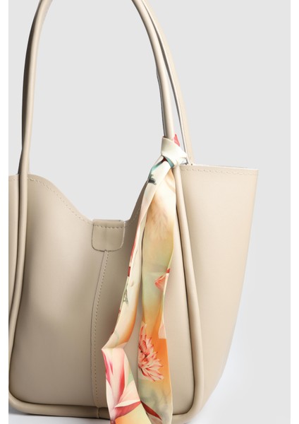 Kadın Golden Fularlı Makyaj Çantalı Omuz Çantası Vizon modelleri