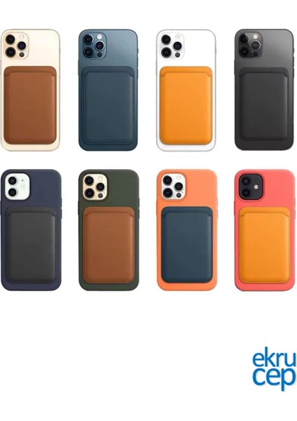 iPhone 11-12-13-14-15-16-17 Serileri ile Uyumlu Magsafe Uyumlu Mıknatıslı Kartlık Deri Magsafe Cüzdan Kartlık