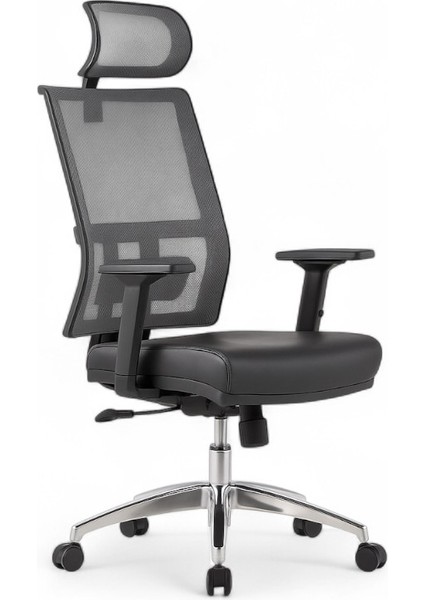 Perla Siyah Fileli - Deri Makam Koltuğu Ofis Koltuğu