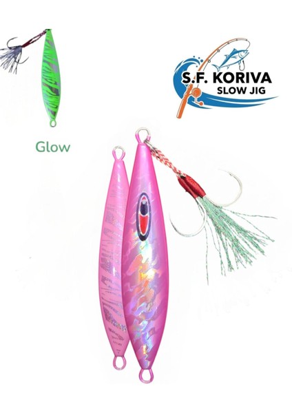 Koriva Slow Jig 80GR - Glow - Akya Sinarit Lahos Trança Antenli Mercan Gibi Balık Avları Için Jig