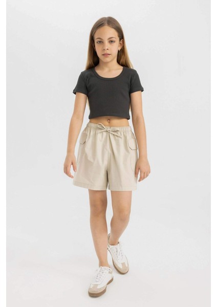 Kız Çocuk Pamuklu Şort B5049A824HS