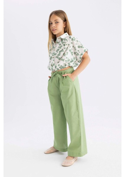 Kız Çocuk Wide Leg Geniş Paça Pamuklu Pantolon B5045A824HS