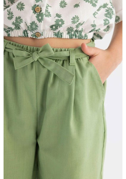 Kız Çocuk Wide Leg Geniş Paça Pamuklu Pantolon B5045A824HS