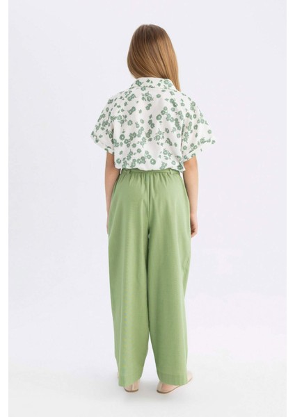 Kız Çocuk Wide Leg Geniş Paça Pamuklu Pantolon B5045A824HS