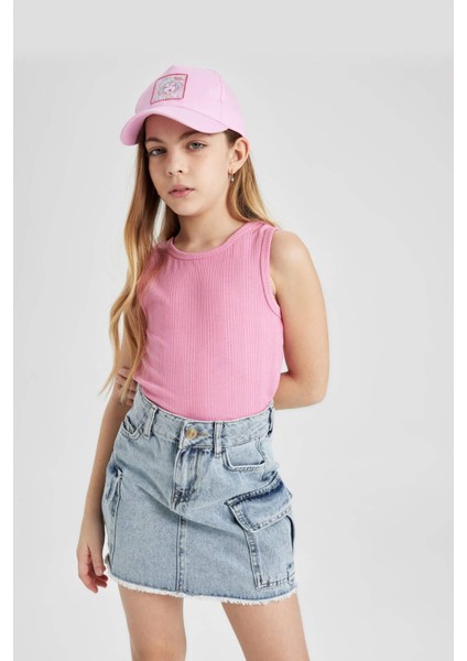 Kız Çocuk Bisiklet Yaka Basic Düz Atlet Z7815A624HS