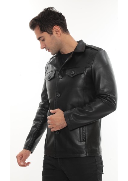Erkek Punto Dikişli Düğmeli Hakiki Deri Ceket - 2115 fiyatları