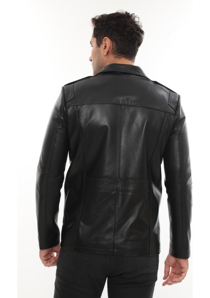 Erkek Punto Dikişli Düğmeli Hakiki Deri Ceket - 2115 fırsatları