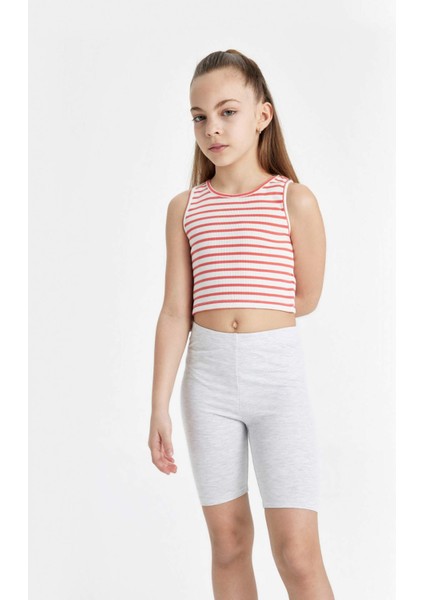 Kız Çocuk Bisiklet Yaka Çizgili Atlet Z7814A624SM