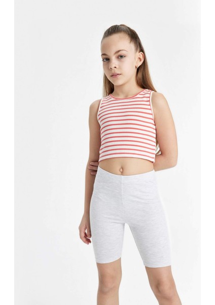 Kız Çocuk Bisiklet Yaka Çizgili Atlet Z7814A624SM