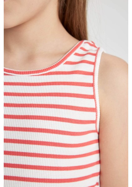 Kız Çocuk Bisiklet Yaka Çizgili Atlet Z7814A624SM